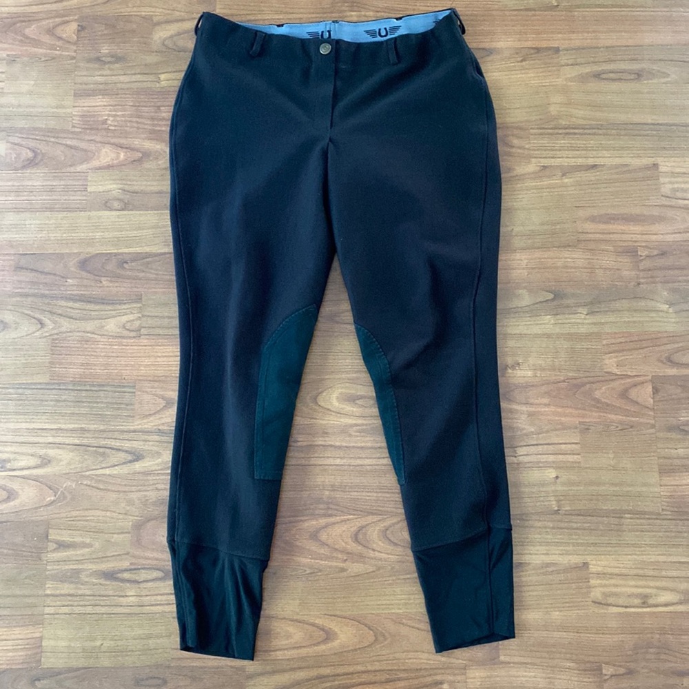 TuffRider ladies black ribbed pull on riding tights, 34